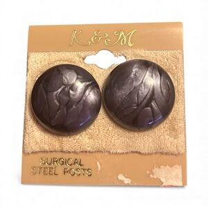 K&M Vintage Purple Button Earrings